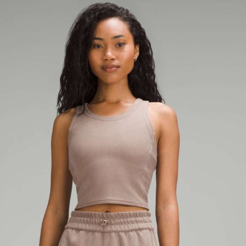 NWT Lululemon Ribbed Softstreme Cropped Tank Top in Taupetastic Size 2